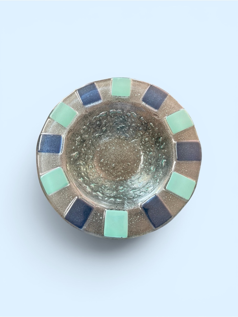 Villeroy & Boch Decorative Fused Glass Bowl with Aqua and Navy Accents